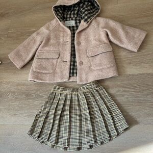 Zara Blush Jacket and Checkered Skirt Set